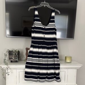 J. Crew Navy and White Striped Sleeveless Mini Dress